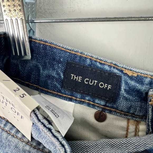 NWT Lucky Brand The Cut Off Shorts Frayed Denim Medium Wash Size 0 25 NEW - Picture 12 of 13